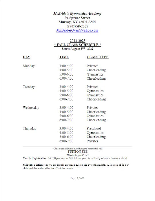 Mc Bride's Gymnastics Academy Picture 1