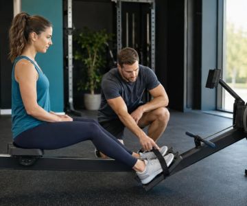 Gym Rowing Machine Setup: Foot Straps, Damper, and Pace