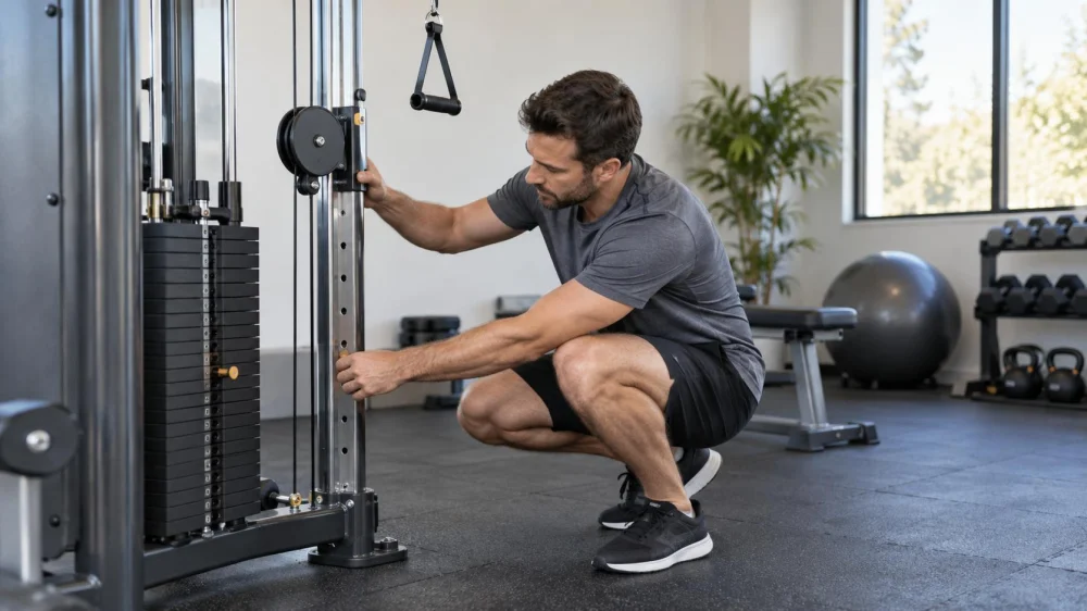Gym Cable Machine Check: Pin, Pulley, Path, and Stop