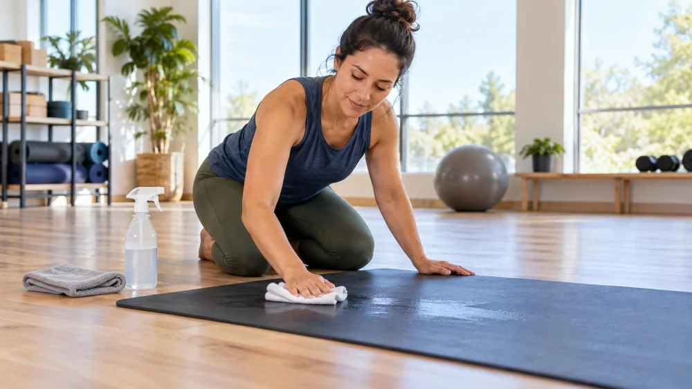 Exercise Mat Cleaning: Product, Contact Time, and Drying
